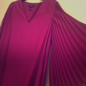 Fuchsia pleated sleeve dress